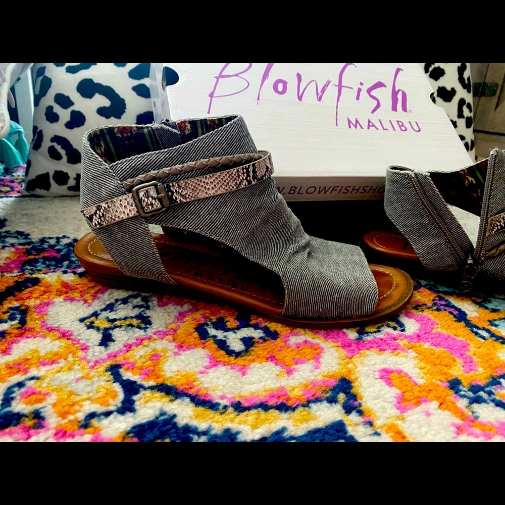 Blowfish open toe booties.